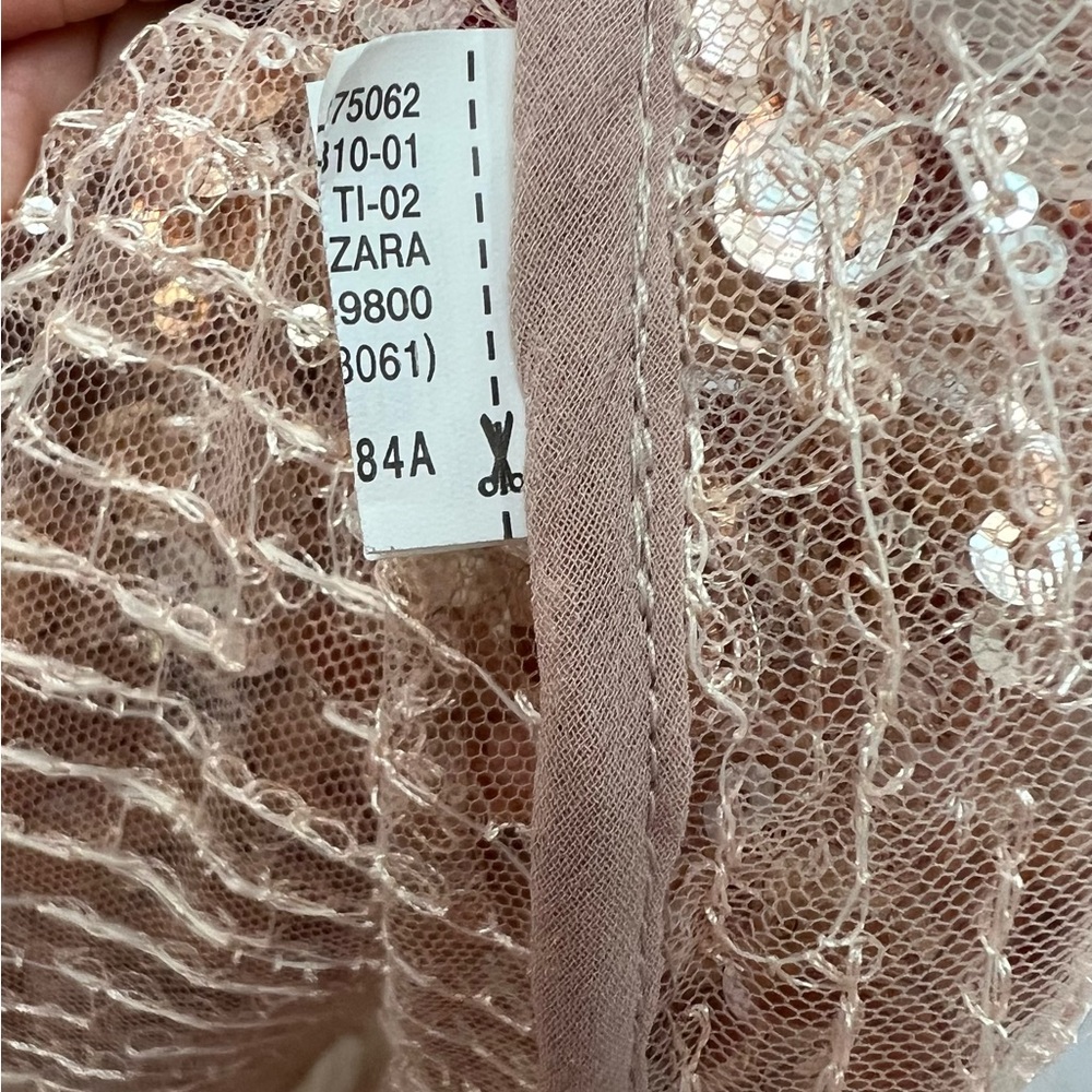 ZARA rose gold sequin collared duster with snap-up front. - Picture 15 of 15